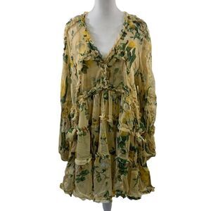 OPT NWT Angelique Floral Yellow Chiffon Dress Size XS